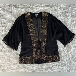 Chico's | Silk Black and Gold Kimono